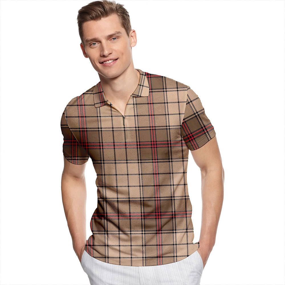 Ulster Ancient Tartan Classic Lapel Zip Short Sleeve Polo