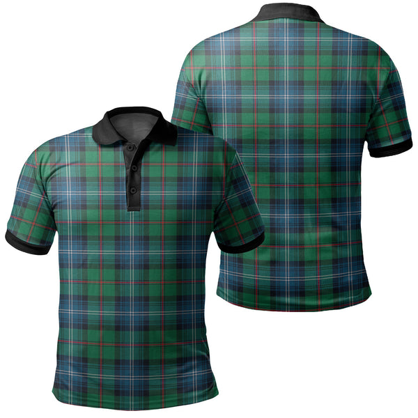 Urquhart Ancient Tartan Classic Polo Shirt Black Neck 2 Style