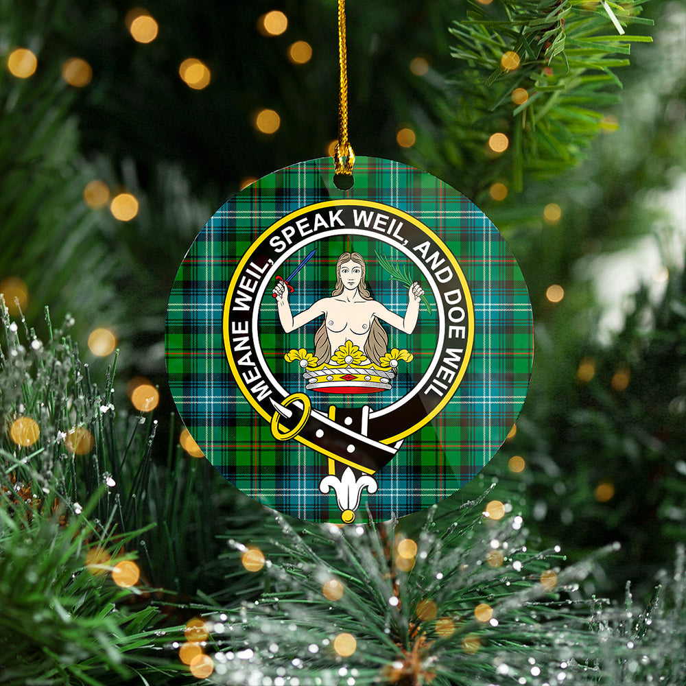 Urquhart Ancient Clan Badge Tartan Plastic Christmas Ornaments