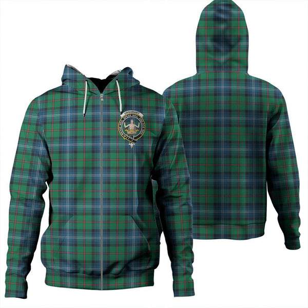 Urquhart Ancient Tartan Classic Crest Zipper Hoodie