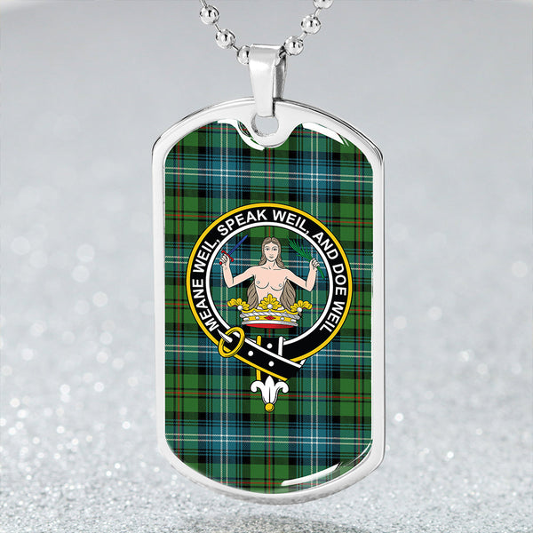 Urquhart Ancient Clan Badge Classic Tartan Dog Tag Necklace