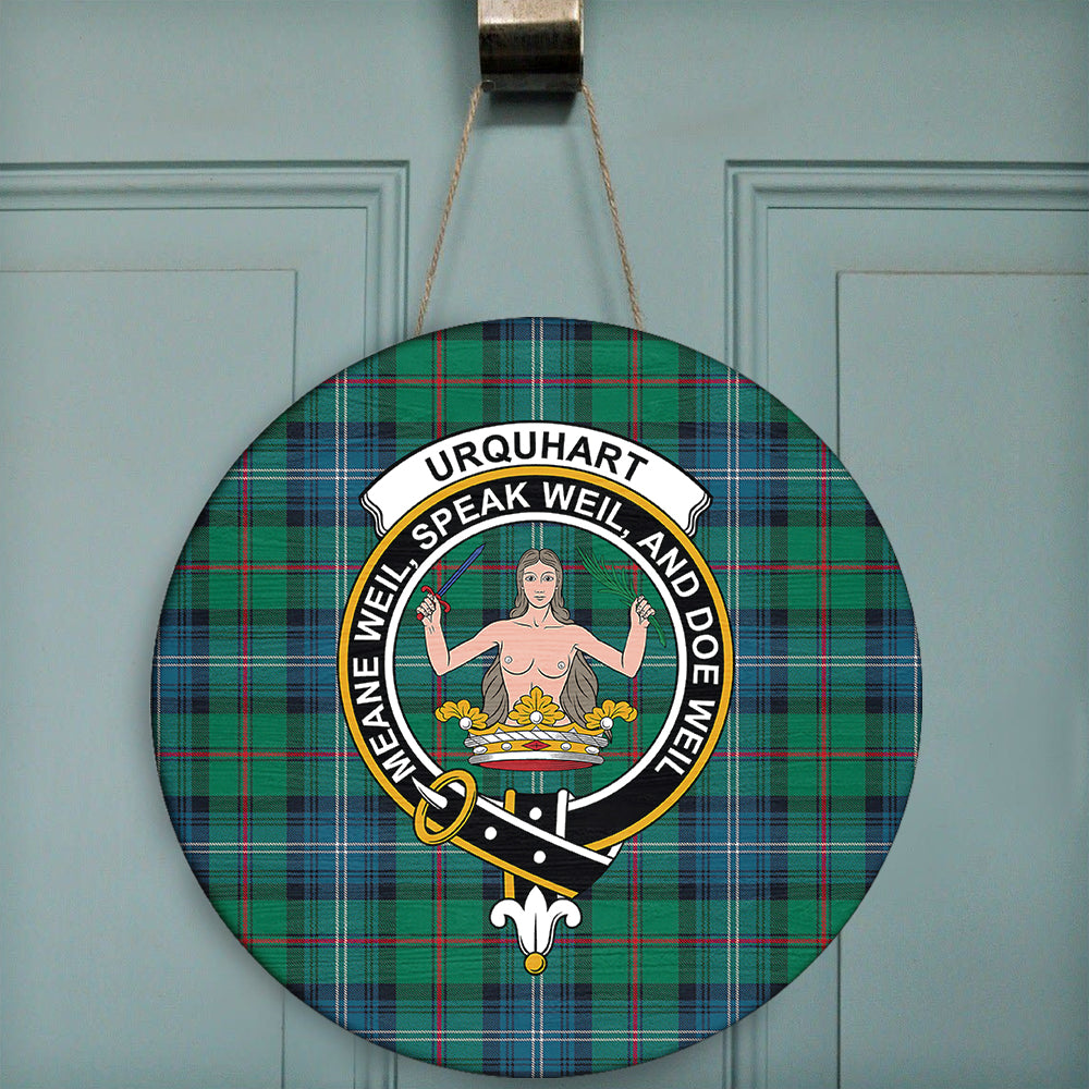 Urquhart Ancient Tartan Classic Crest Round Wooden Sign