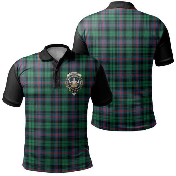 Urquhart Broad Red Ancient Tartan Crest Polo Shirt Black Neck 1 Style