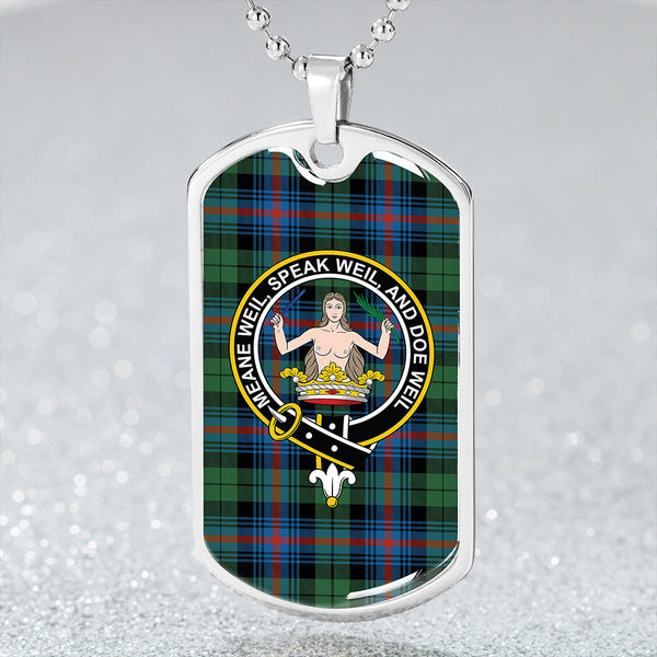 Urquhart Broad Red Ancient Clan Badge Classic Tartan Dog Tag Necklace