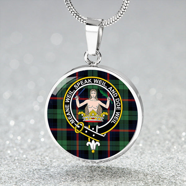 Urquhart Broad Red Modern Clan Badge Tartan Classic Circle Necklace