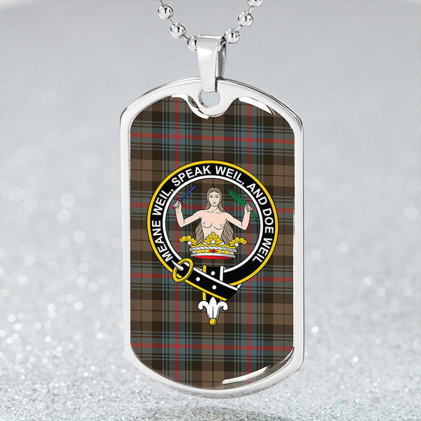 Urquhart Broad Red Weathered Clan Badge Classic Tartan Dog Tag Necklace