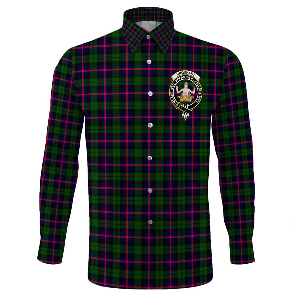 Urquhart Modern Tartan Classic Crest Long Sleeve Button Shirt