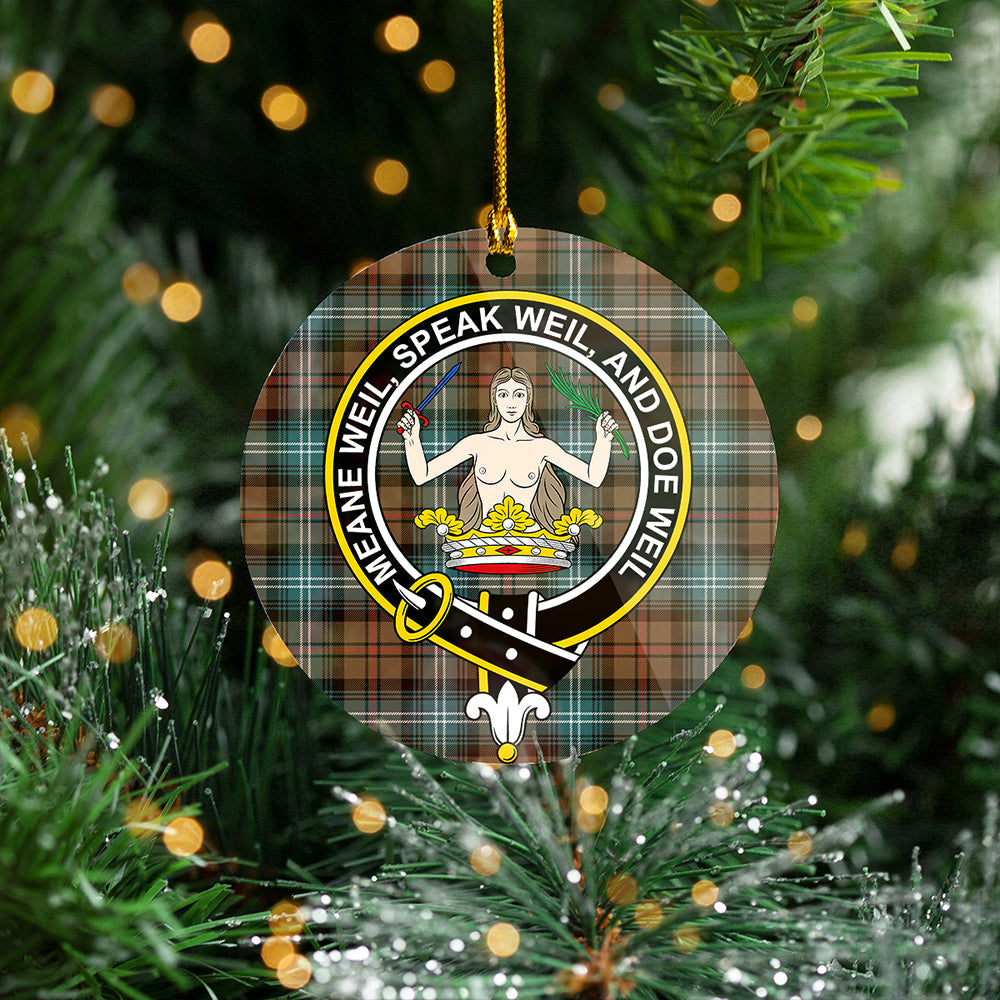 Urquhart Weathered Clan Badge Tartan Plastic Christmas Ornaments