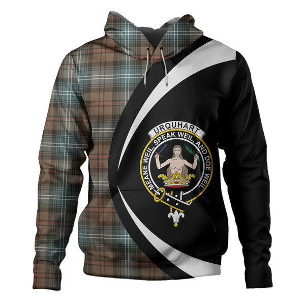 Urquhart Weathered Clan Badge Tartan Hoodie Circle Style