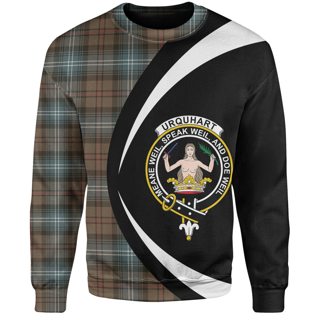 Urquhart Weathered Clan Badge Tartan Sweatshirt Circle Style Personalized