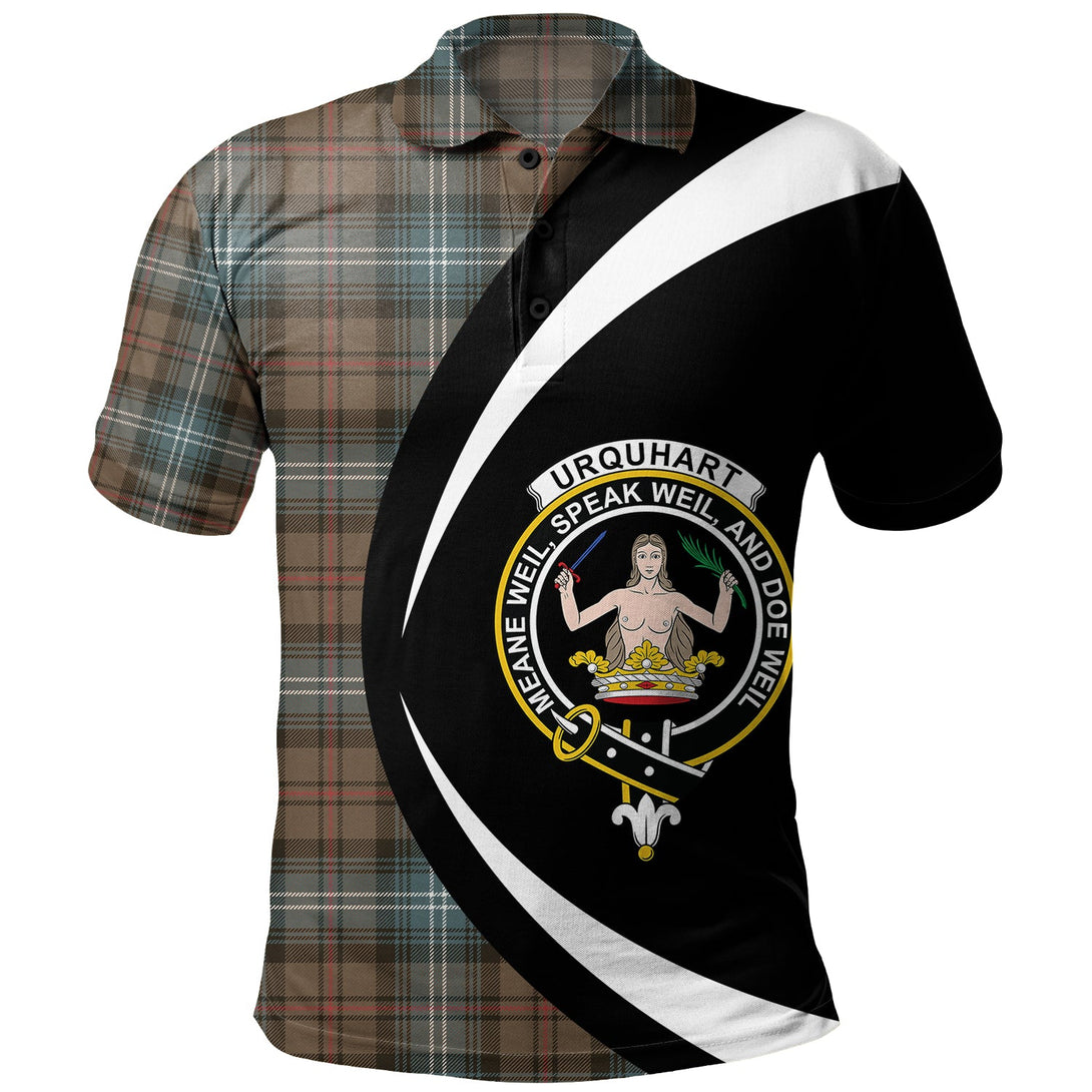 Urquhart Weathered Clan Badge Tartan Polo Shirt Circle Style Personalized