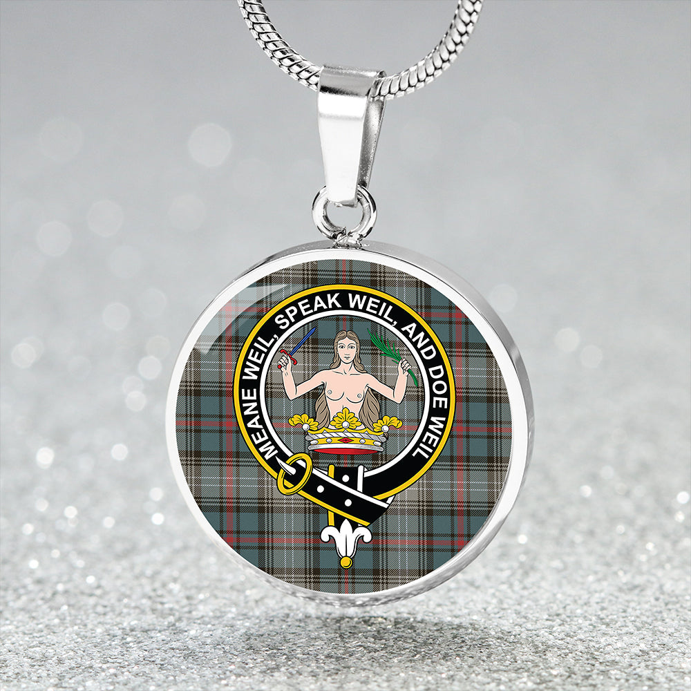 Urquhart #2 Weathered Clan Badge Tartan Classic Circle Necklace