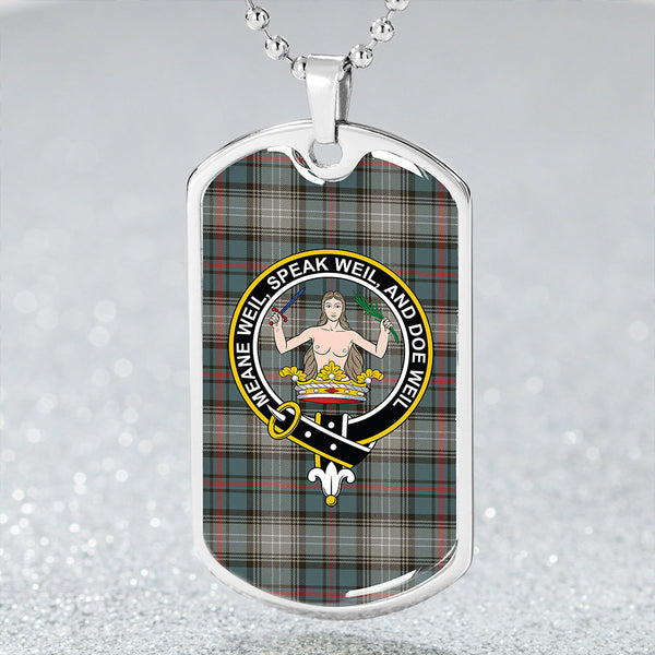 Urquhart #2 Weathered Clan Badge Classic Tartan Dog Tag Necklace