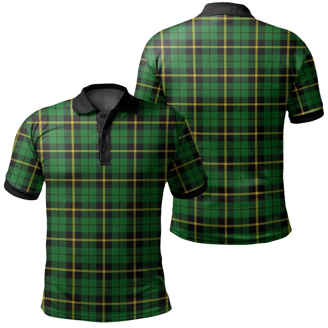 Wallace Hunting Green Tartan Classic Polo Shirt Black Neck 2 Style