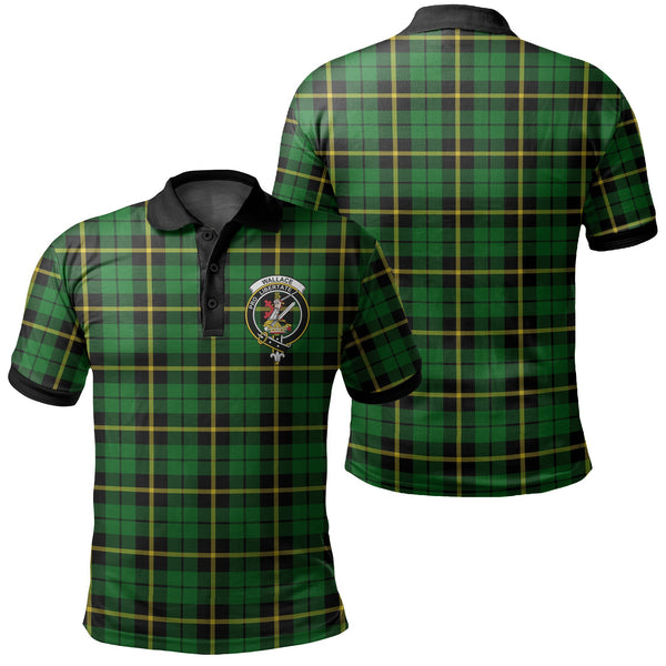 Wallace Hunting - Green Tartan Crest Polo Shirt Black Neck 2 Style