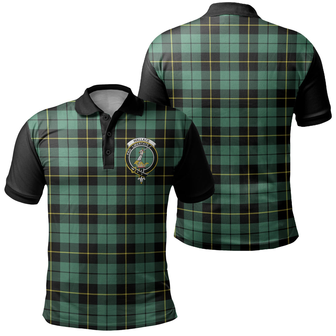 Wallace Hunting Ancient Tartan Crest Polo Shirt Black Neck 1 Style