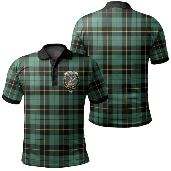 Wallace Hunting Ancient Tartan Crest Polo Shirt Black Neck 2 Style