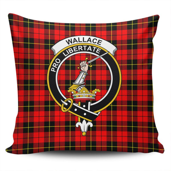 Wallace Hunting - Red Tartan Classic Crest Pillow Cover