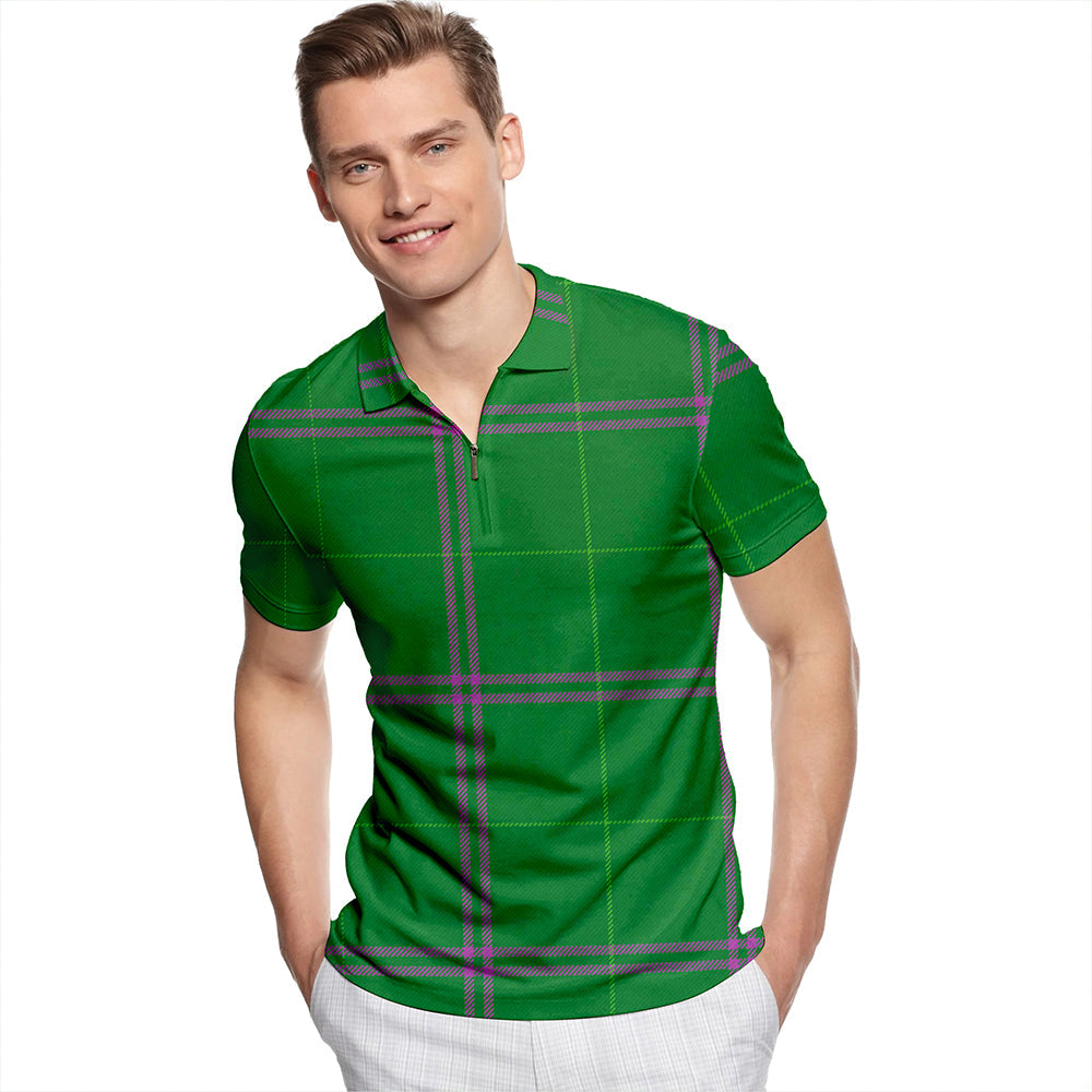 Walters Ancient Tartan Classic Lapel Zip Short Sleeve Polo