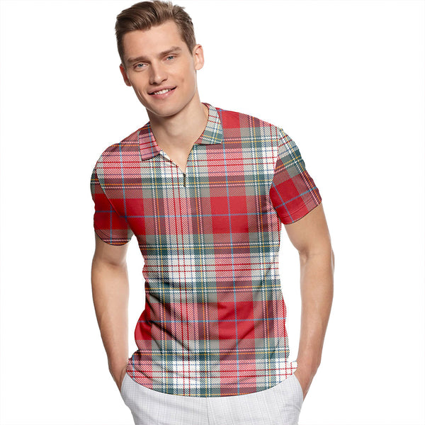 Warden Weathered Tartan Classic Lapel Zip Short Sleeve Polo