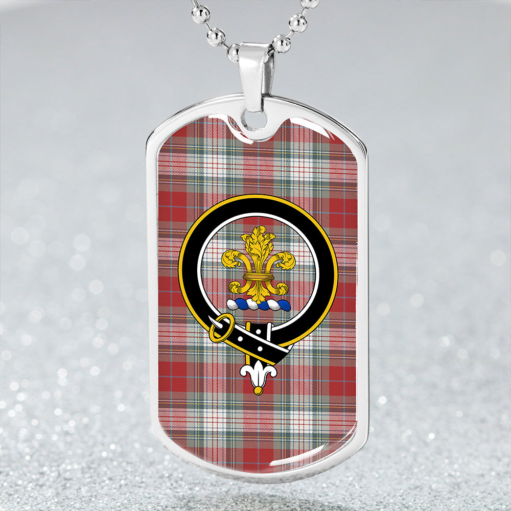 Warden Weathered Clan Badge Classic Tartan Dog Tag Necklace