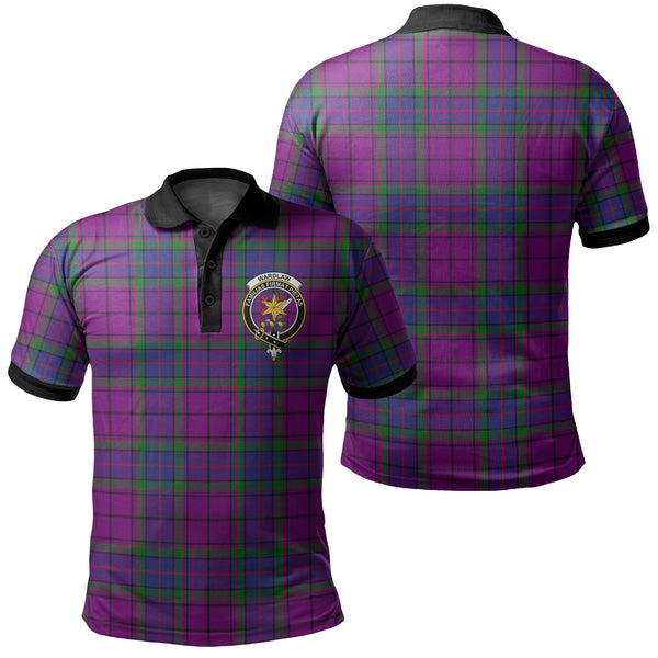 Wardlaw Modern Tartan Crest Polo Shirt Black Neck 2 Style