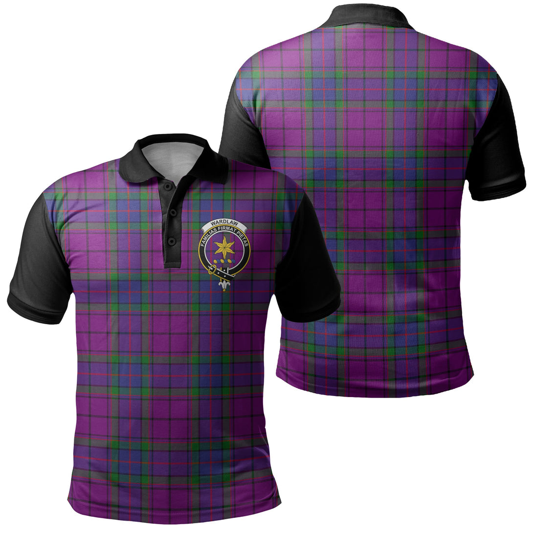 Wardlaw Modern Tartan Crest Polo Shirt Black Neck 1 Style