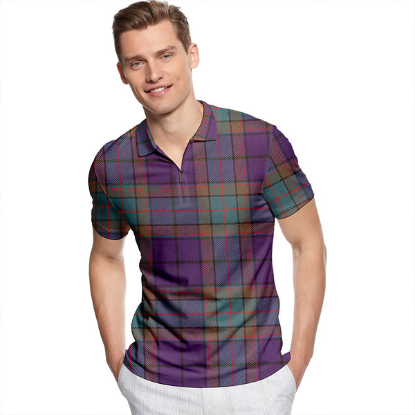 Wardlaw Weathered Tartan Classic Lapel Zip Short Sleeve Polo