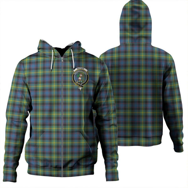 Watson Ancient Tartan Classic Crest Zipper Hoodie