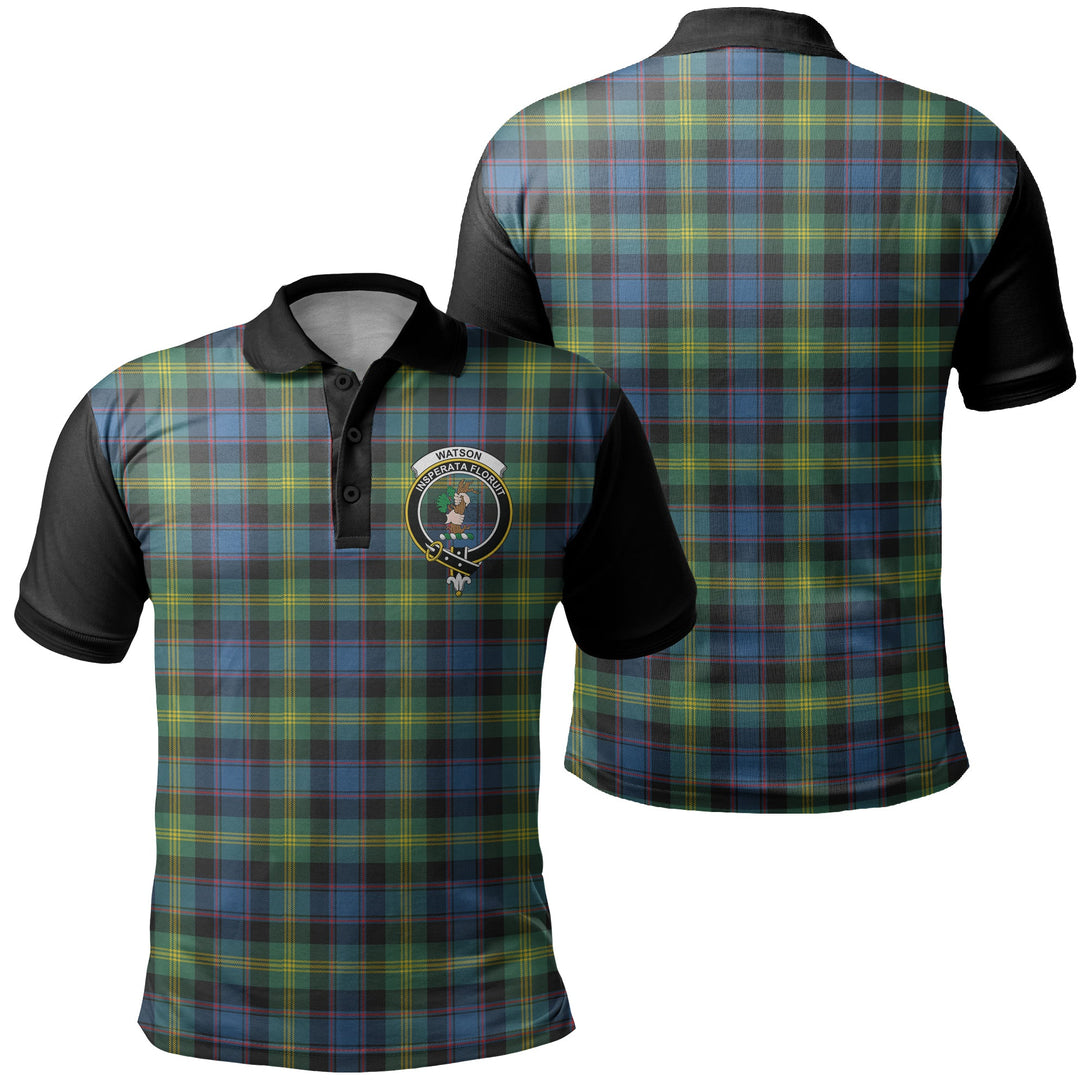 Watson Ancient Tartan Crest Polo Shirt Black Neck 1 Style