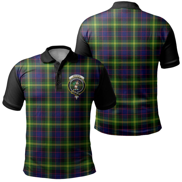 Watson Modern Tartan Crest Polo Shirt Black Neck 1 Style