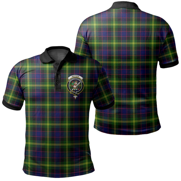 Watson Modern Tartan Crest Polo Shirt Black Neck 2 Style