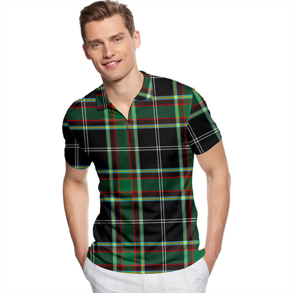 Webster Modern Tartan Classic Lapel Zip Short Sleeve Polo