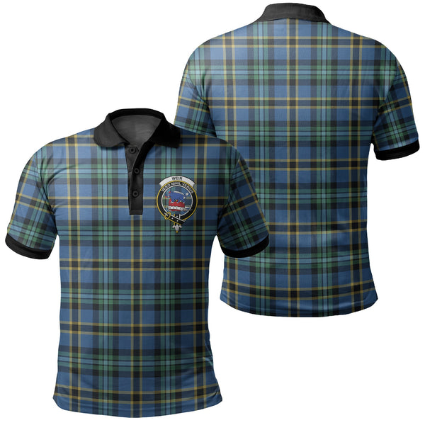 Weir Ancient Tartan Crest Polo Shirt Black Neck 2 Style