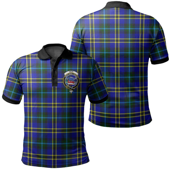 Weir Modern Tartan Crest Polo Shirt Black Neck 2 Style