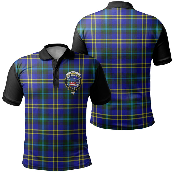 Weir Modern Tartan Crest Polo Shirt Black Neck 1 Style