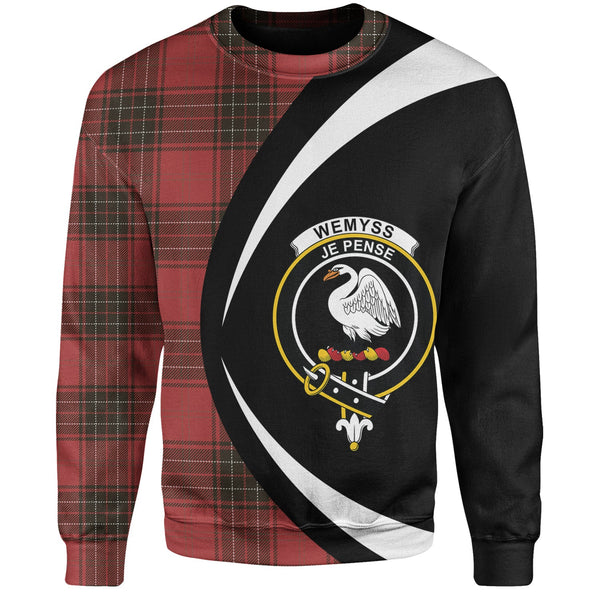 Wemyss Weathered Clan Badge Tartan Sweatshirt Circle Style Personalized