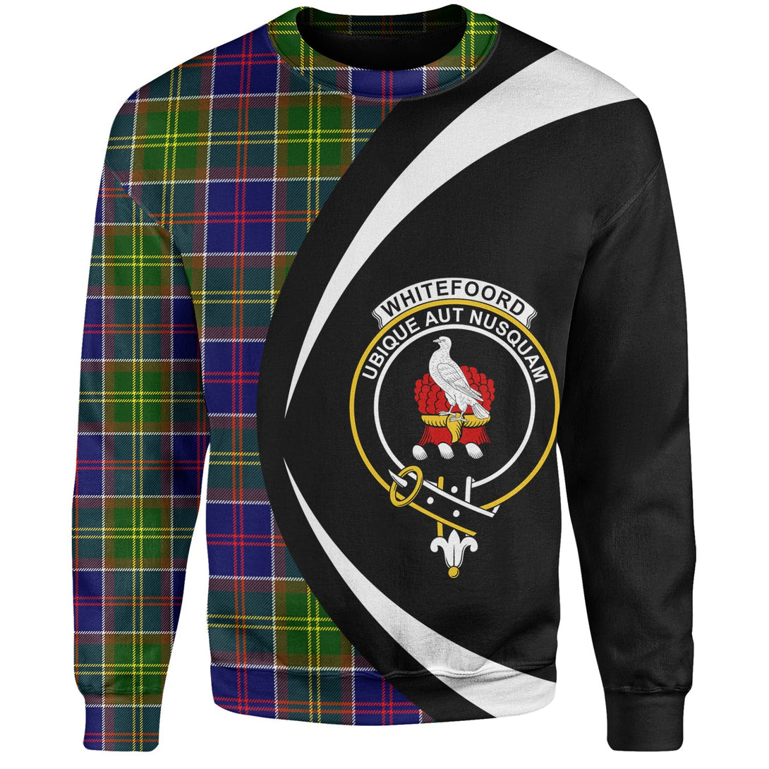 Whitefoord Modern Clan Badge Tartan Sweatshirt Circle Style Personalized