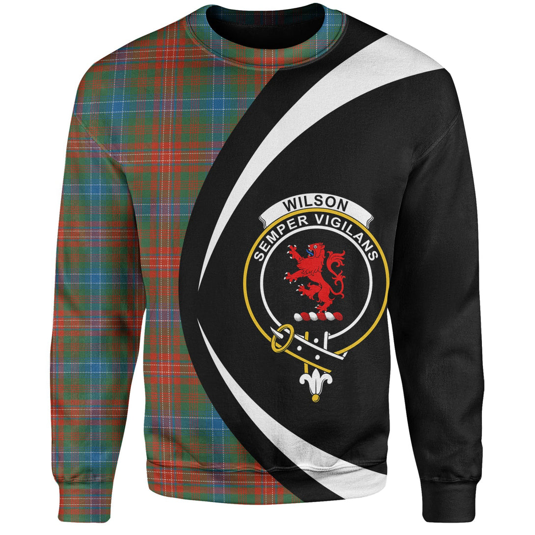 Wilson Ancient Clan Badge Tartan Sweatshirt Circle Style Personalized