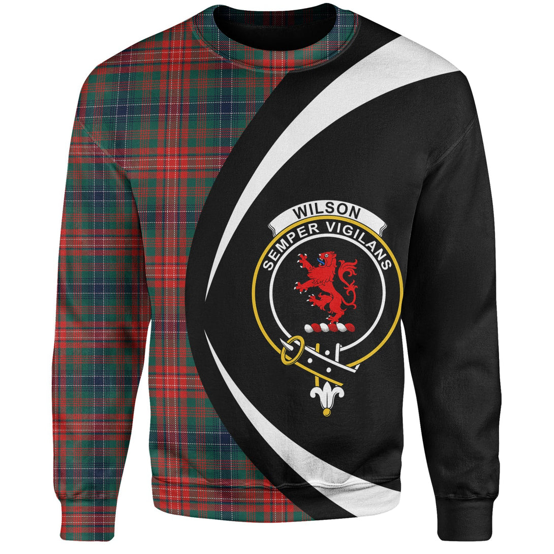 Wilson Modern Clan Badge Tartan Sweatshirt Circle Style Personalized