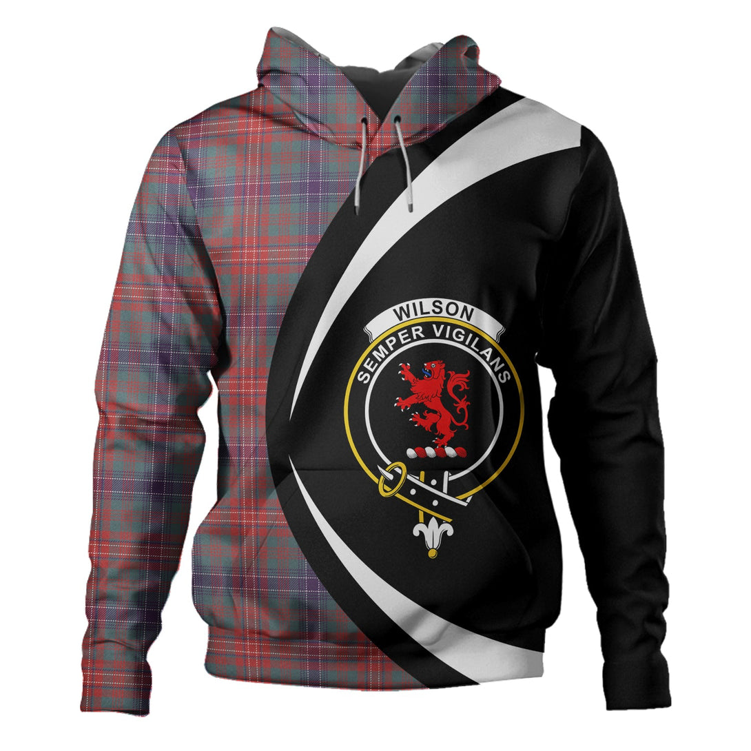 Wilson Weathered Clan Badge Tartan Hoodie Circle Style