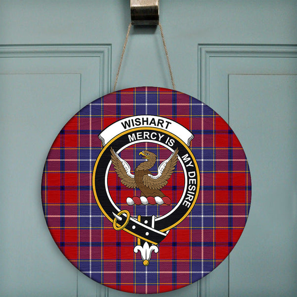 Wishart Dress Tartan Classic Crest Round Wooden Sign