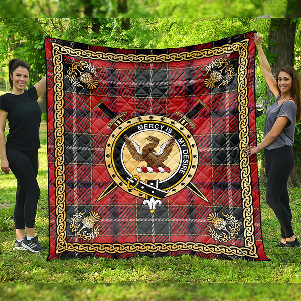 Wishart Dress Weathered Clan Badge Tartan Premium Quilt Celtic Shield