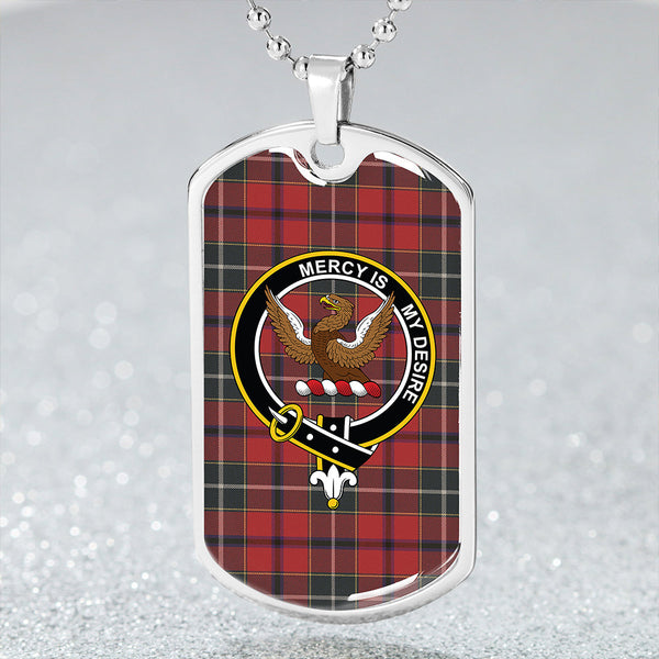 Wishart Dress Weathered Clan Badge Classic Tartan Dog Tag Necklace