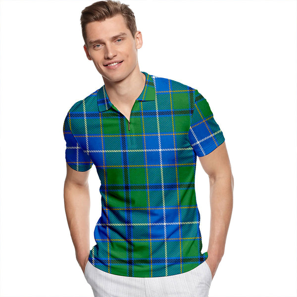 Wishart Hunting Ancient Tartan Classic Lapel Zip Short Sleeve Polo