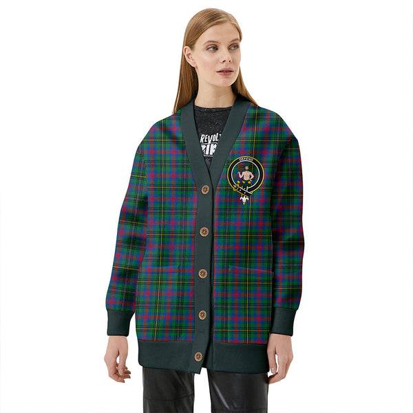 Wood Modern Clan Badge Tartan V-neck Cardigan