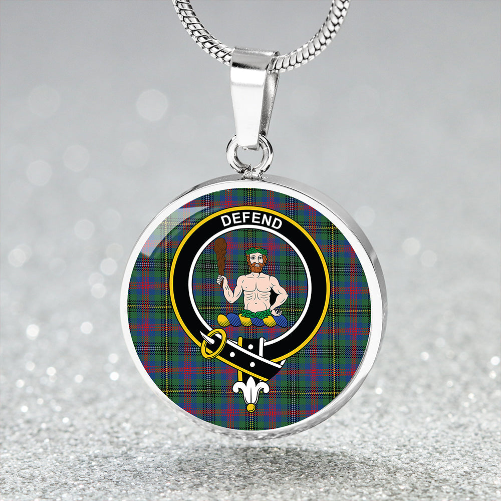 Wood Modern Clan Badge Tartan Classic Circle Necklace