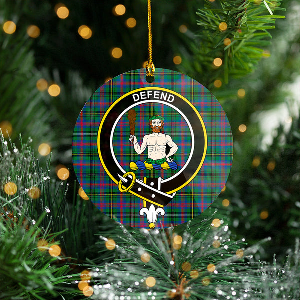 Wood Modern Clan Badge Tartan Plastic Christmas Ornaments