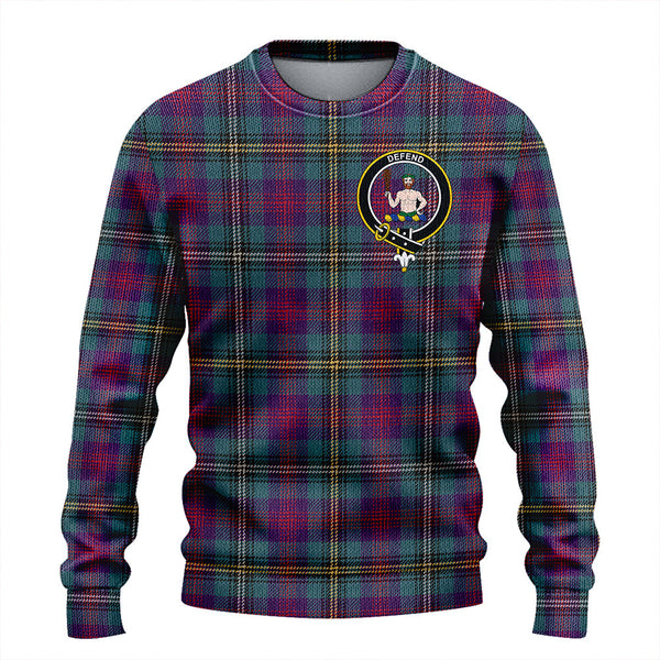 Wood Weathered Clan Badge Tartan Knitted Sweater