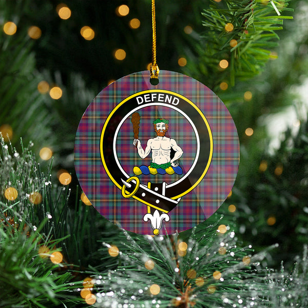 Wood Weathered Clan Badge Tartan Plastic Christmas Ornaments